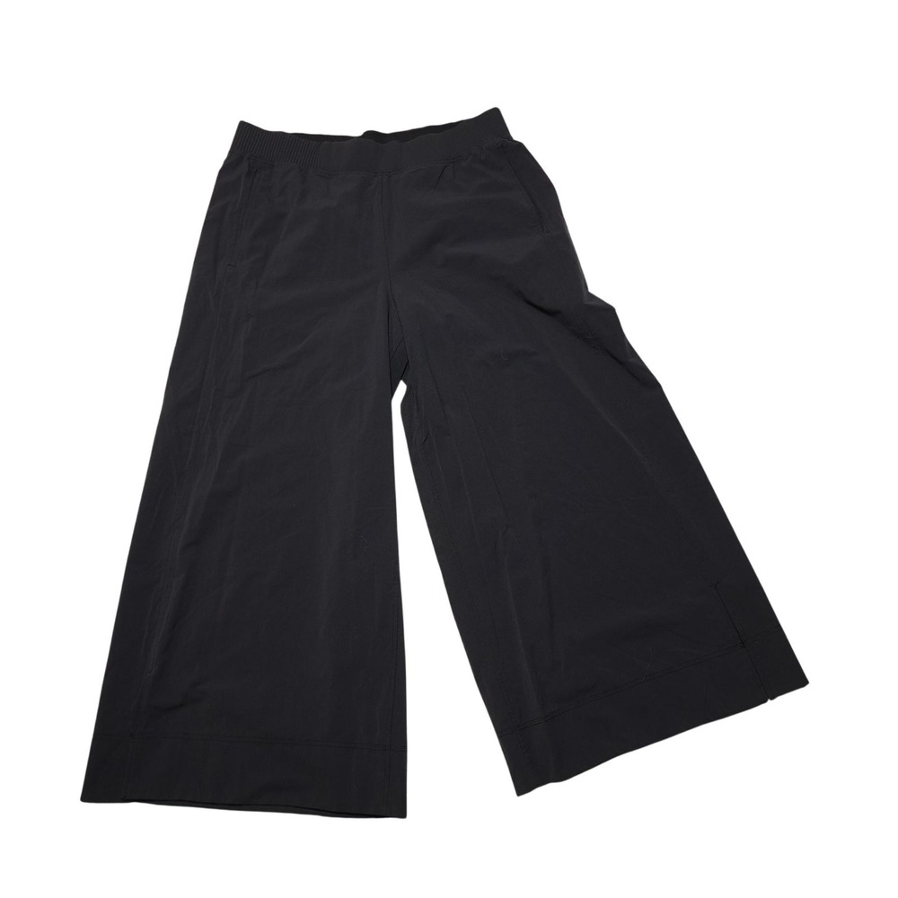 Lululemon Pants Womens XL Black Wide Leg Cropped Elastic Waist Pockets LW6CNUS